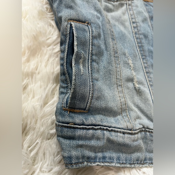 GARAGE Denim Vest - Jean - Light Blue - Button Up - Pockets - Distressed -  XS - Picture 6 of 9